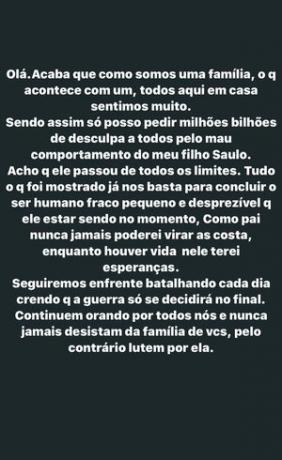 Pai do Saulo Poncio, desabafo, trai&ccedil;&atilde;o