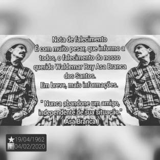 Nota de falecimento Asa Branca