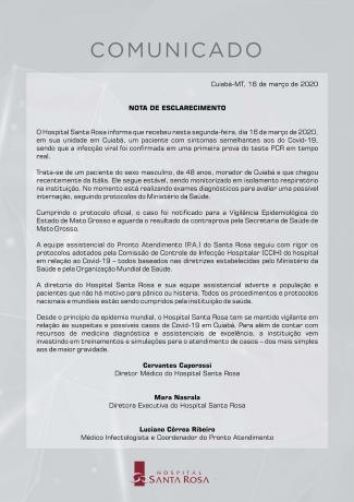 Nota Santa Rosa Coronav&iacute;rus