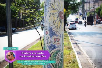 Pintura de Adir em poste na Avenida Lava P&eacute;s