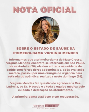 Nota sobre estado de saúde da virgínia 