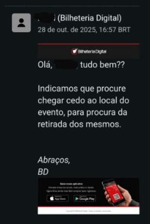 E-mail respondido pela Bilheteria Digital