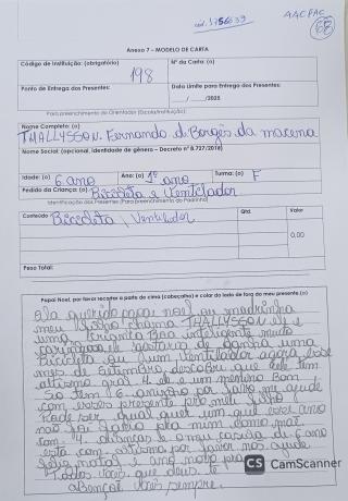 cartinha papai noel dos correios