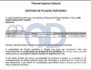 FILIA&Ccedil;&Atilde;O, PEDRO TAQUES 