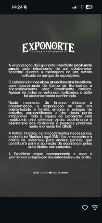 Trabalhador morto Exponorte